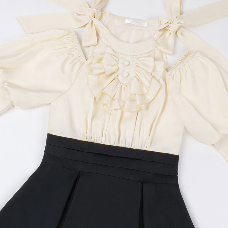 Long Sleeve Bow Black Dress SE23068