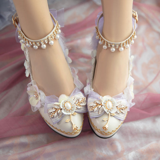 Purple Flower Pearl Shoes SE23335