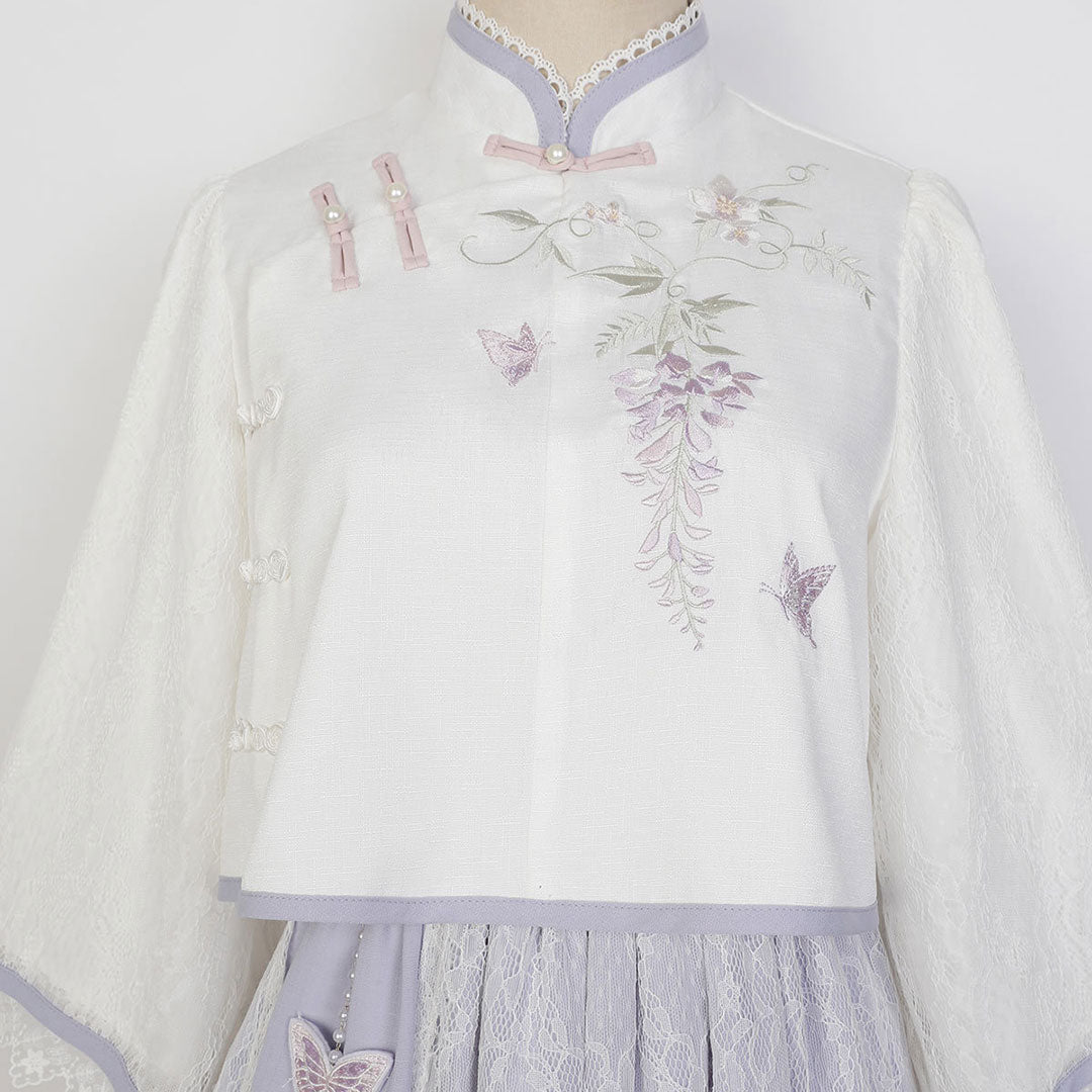 Fringed Butterfly Skirt Flower Top Set SE22782