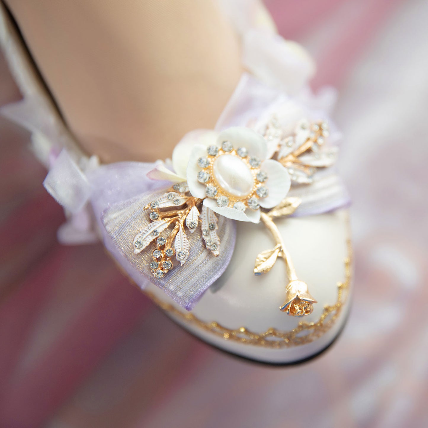 Purple Flower Pearl Shoes SE23335