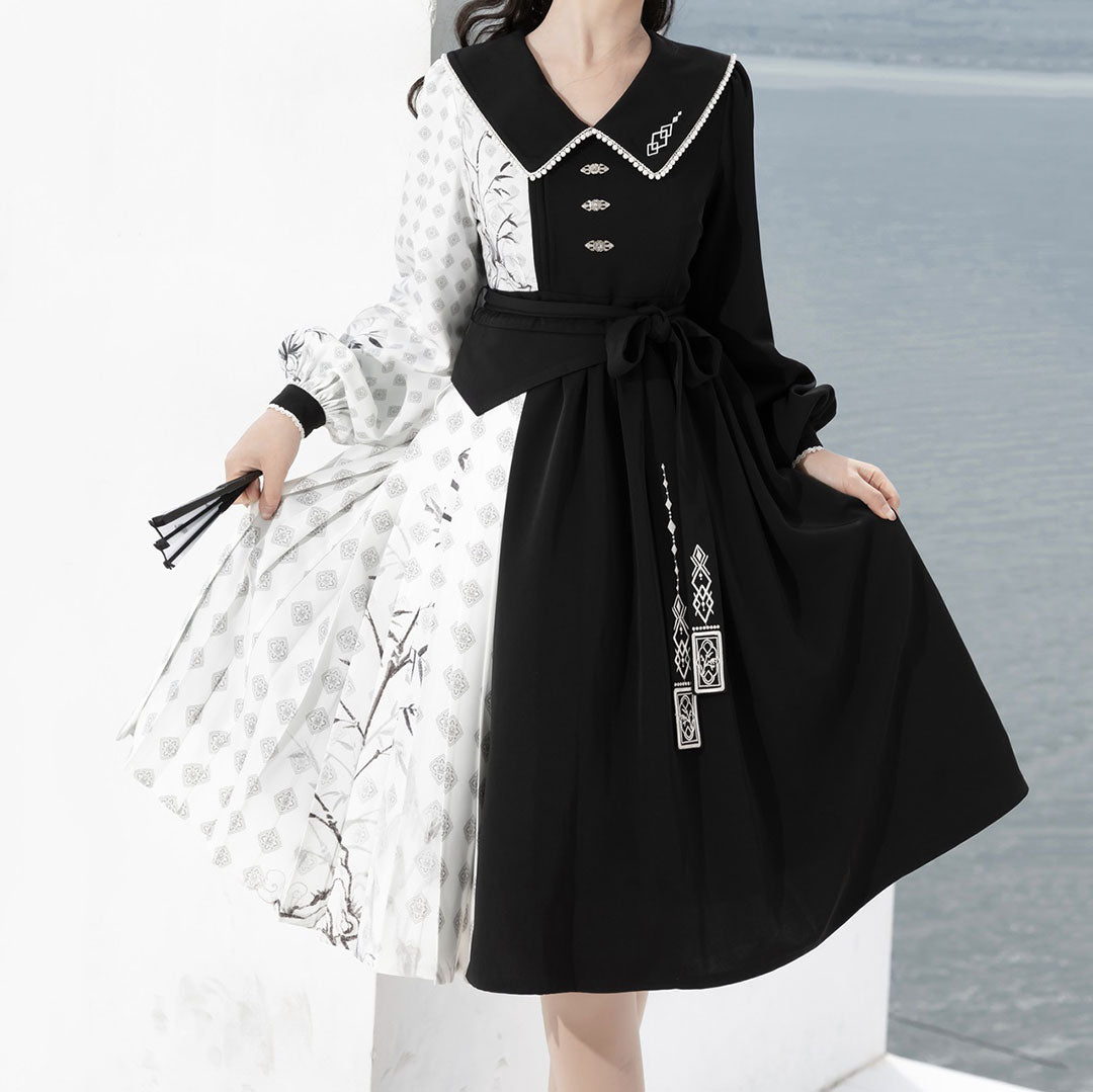 Bamboo Bow Black Hanfu Dress SE23102