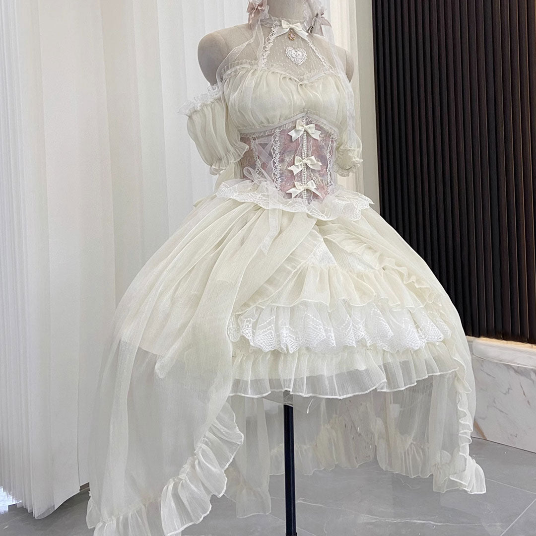 Lace Bow Flower Mesh Dress SE23083