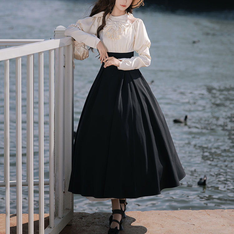 Long Sleeve Bow Black Dress SE23068