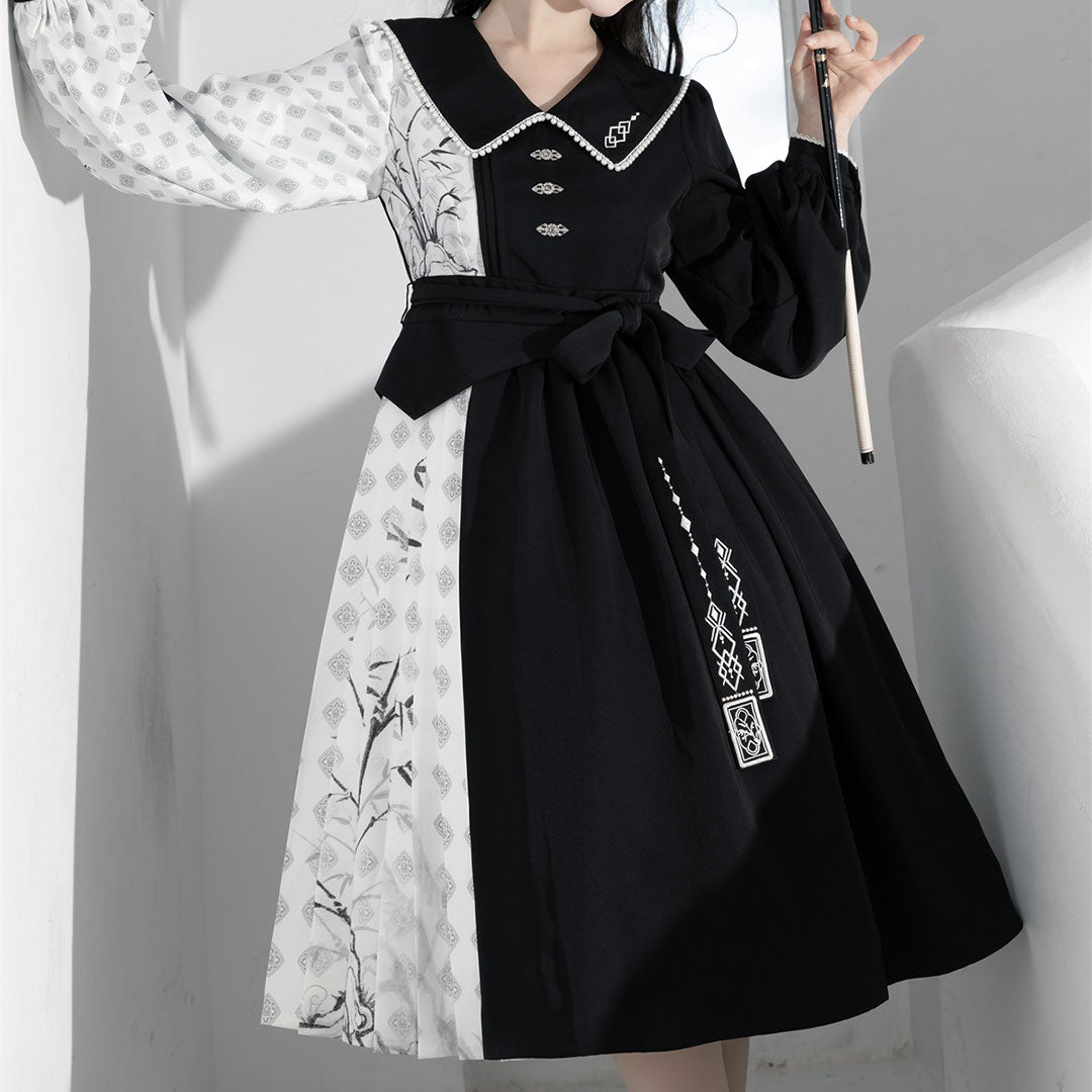 Bamboo Bow Black Hanfu Dress SE23102