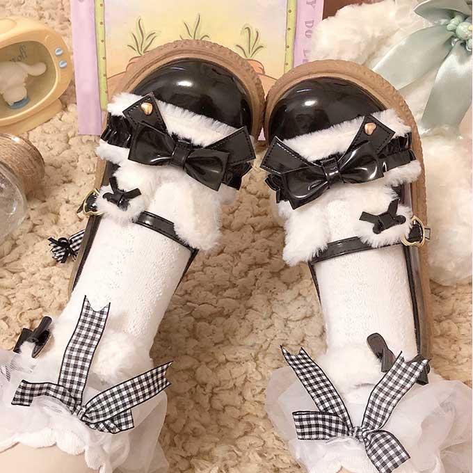 Cute Rabbit Bow Warm Shoes SE23043