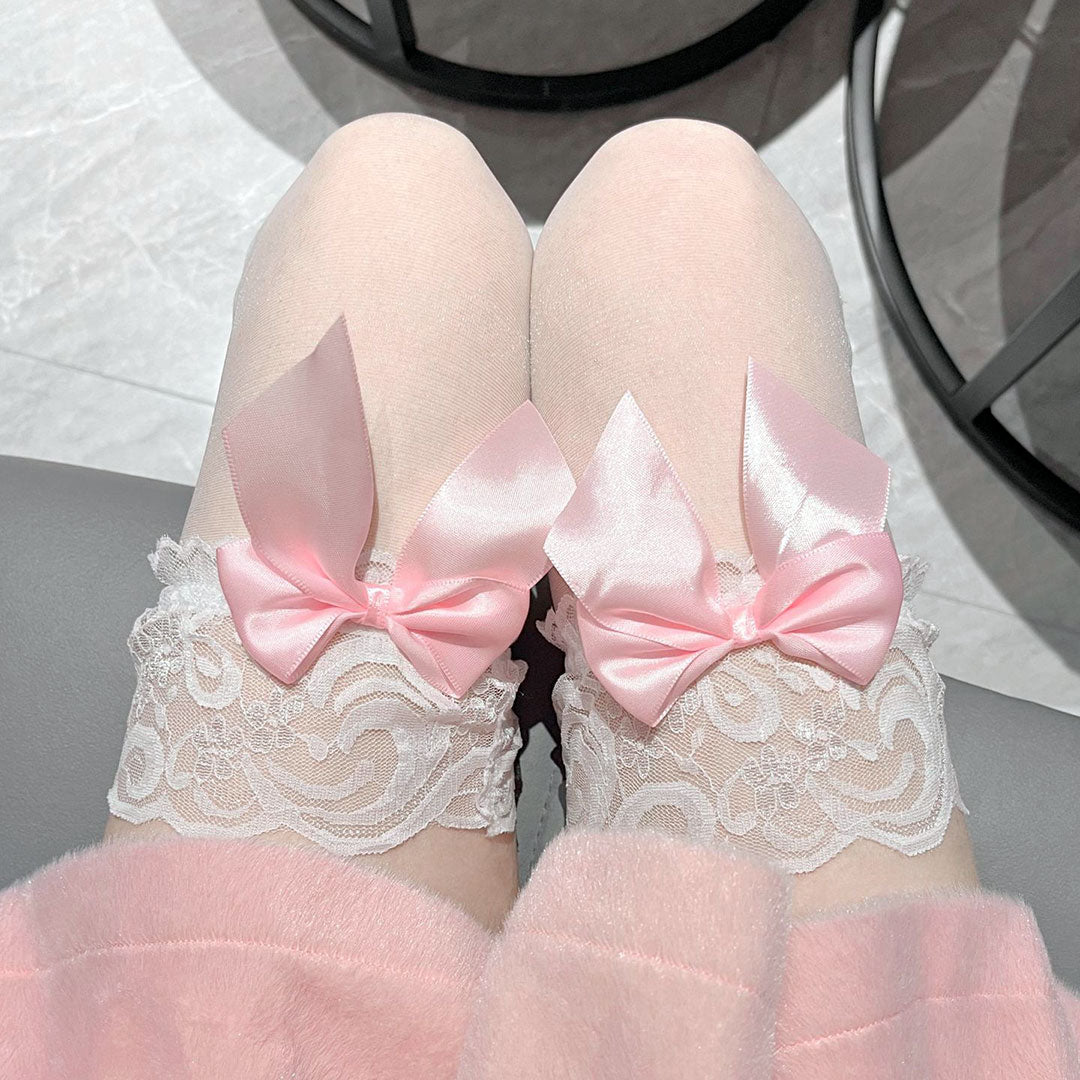 Lace Flower Bow Stocking SE23033