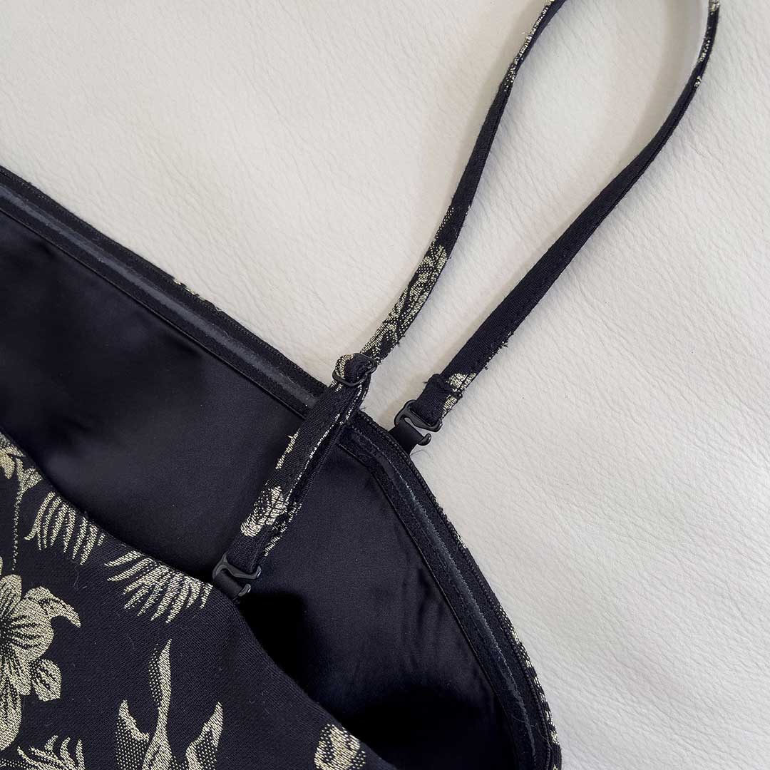 Lace Floral Black Dress SE23063