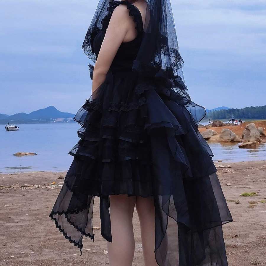 Lace Floral Mesh Bow Dress SE23049