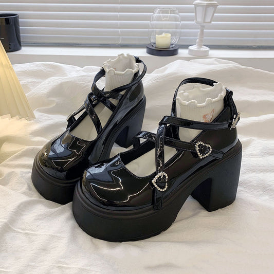 Black Round Toe Platform Shoes SE23167