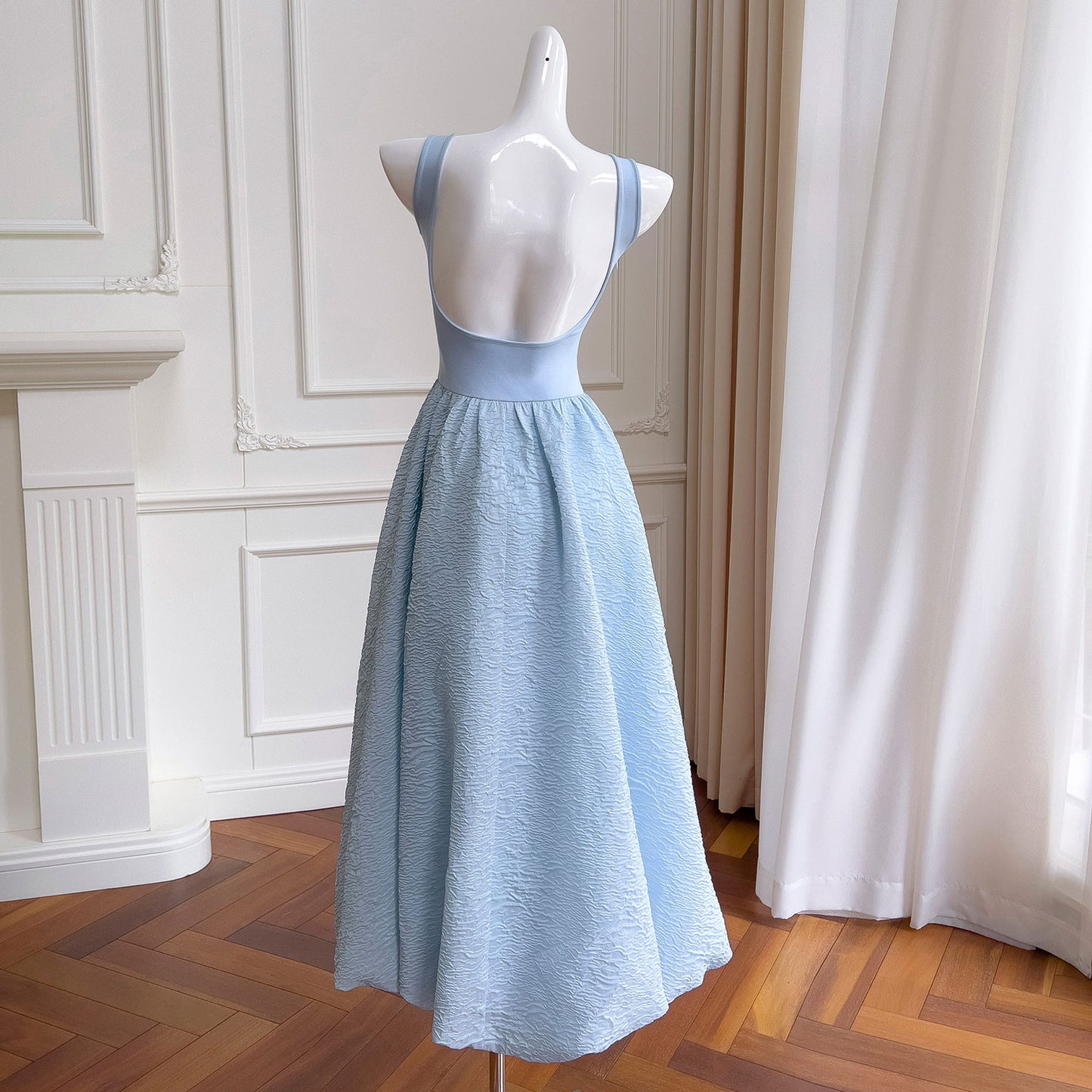 Backless Maxi Dress Blue Party Dress SE22898