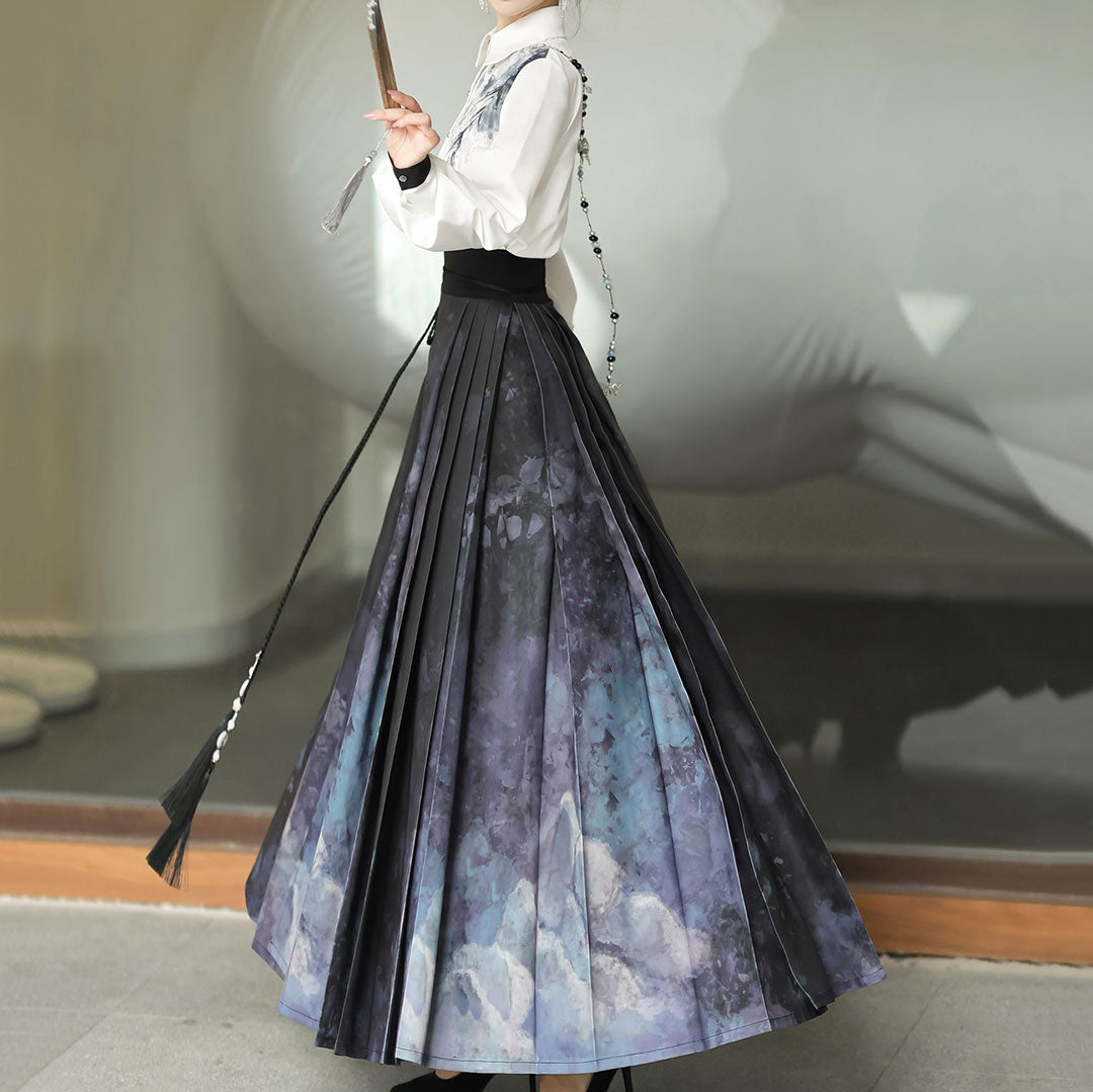 Bamboo Leaf Blouse Hanfu Skirt Set SE22956