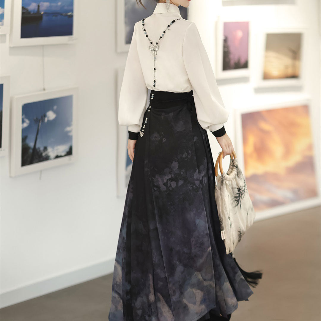 Bamboo Leaf Blouse Hanfu Skirt Set SE22956
