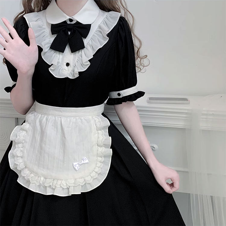 Black Bow Flower Maid Dress SE22710