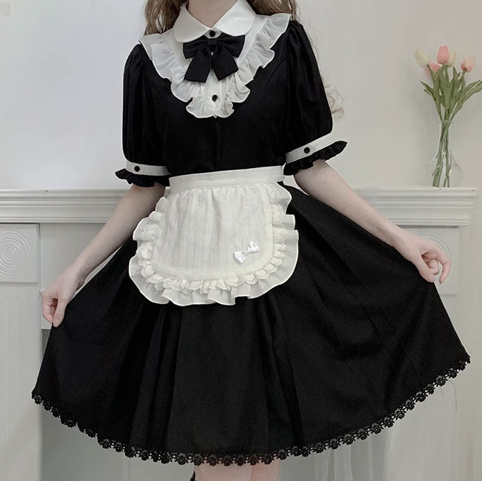 Black Bow Flower Maid Dress SE22710