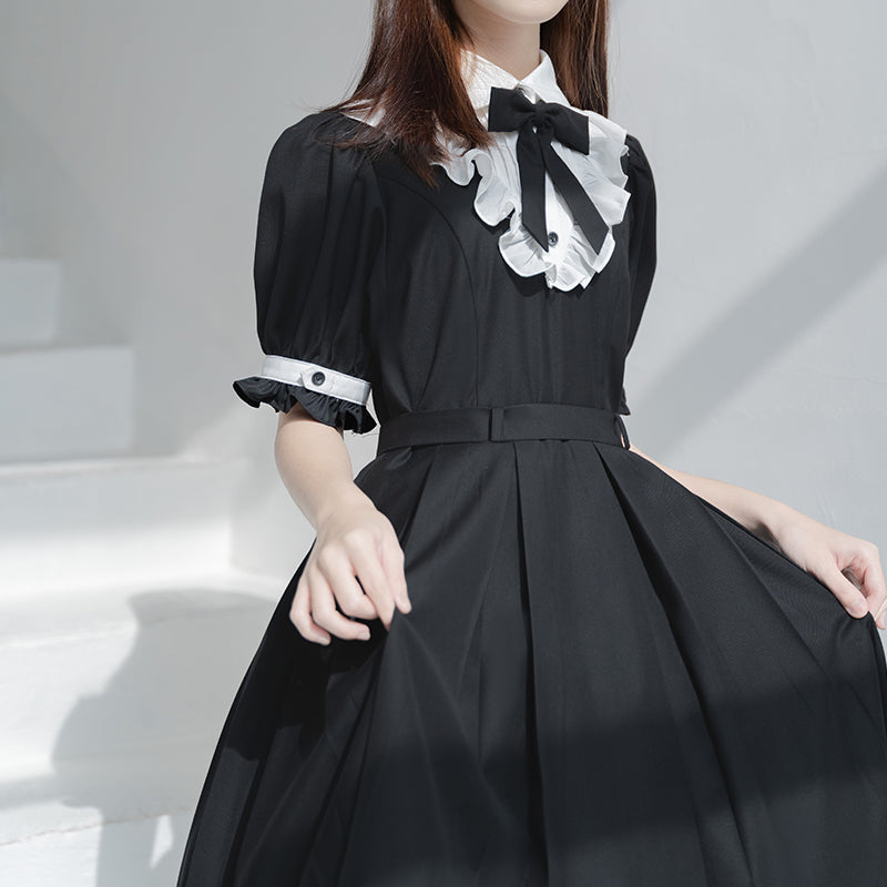 Black Bow Flower Maid Dress SE22710