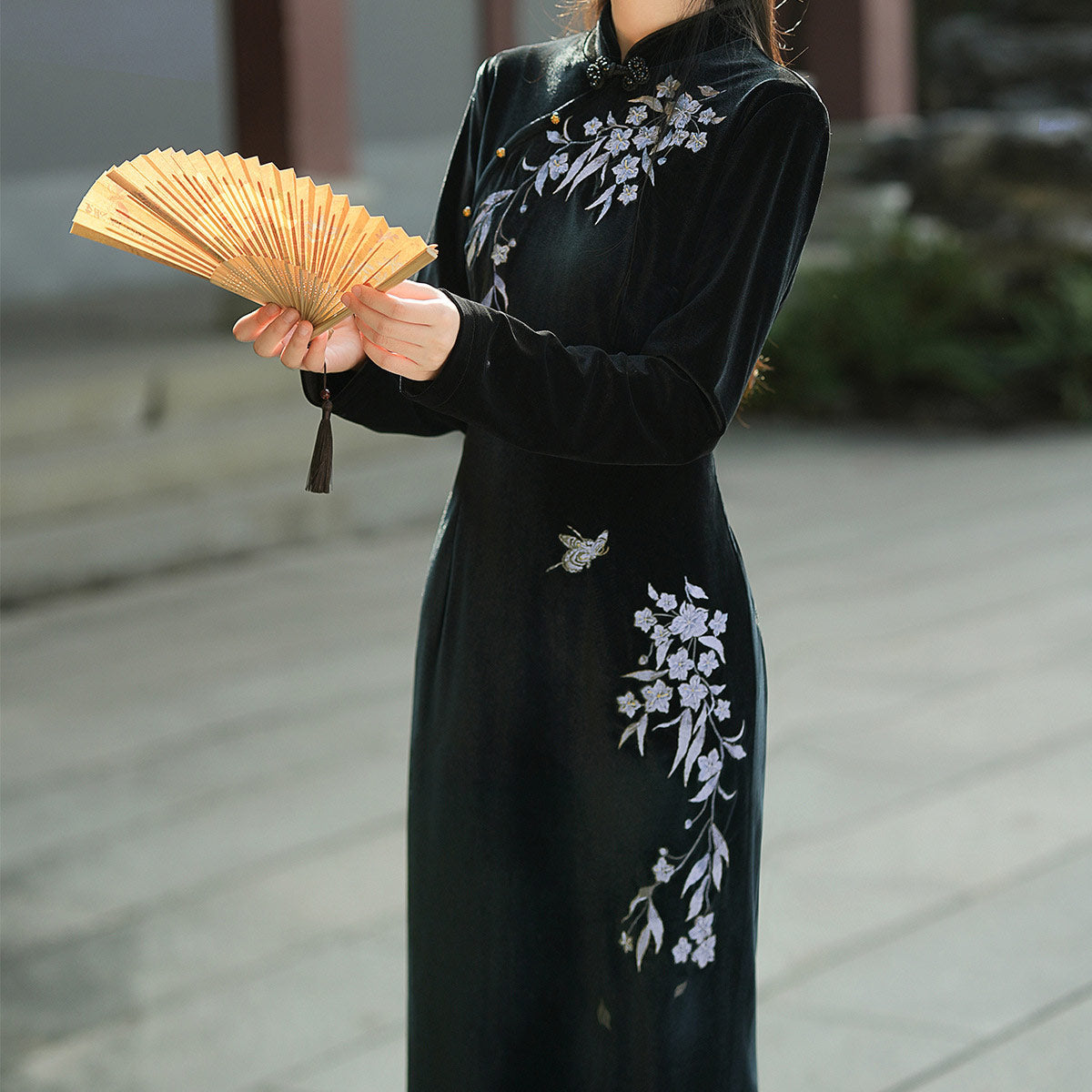 Black Flower Cheongsam Dress SE23814