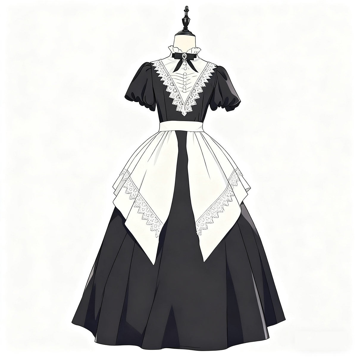 Black Lace Maid Dress SE23751