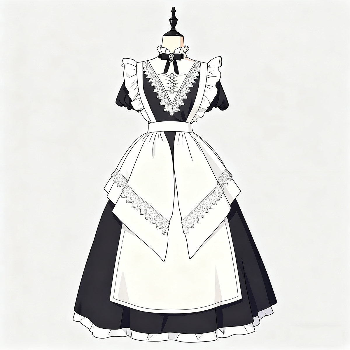 Black Lace Maid Dress SE23751