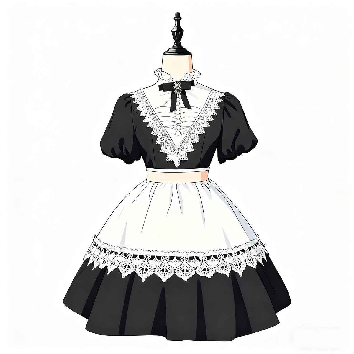 Black Lace Maid Dress SE23751