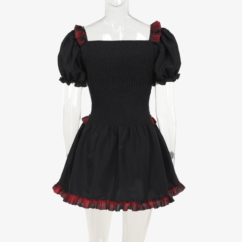 Black Plaid Dress SE23427