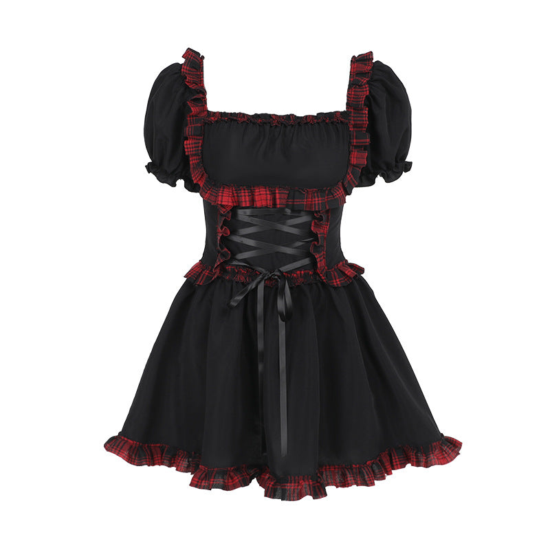 Black Plaid Dress SE23427
