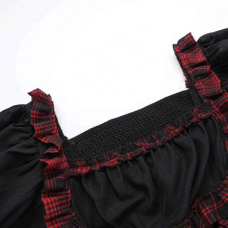 Black Plaid Dress SE23427