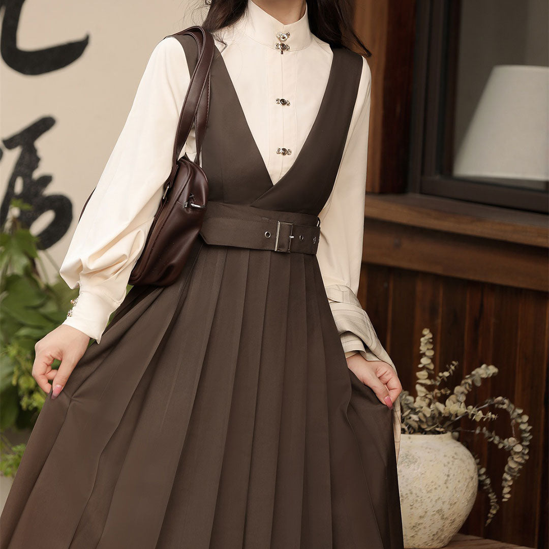 Blouse Suspender Dress Set SE22994
