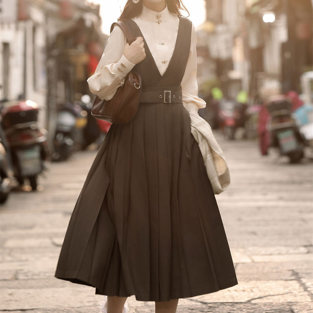 Blouse Suspender Dress Set SE22994