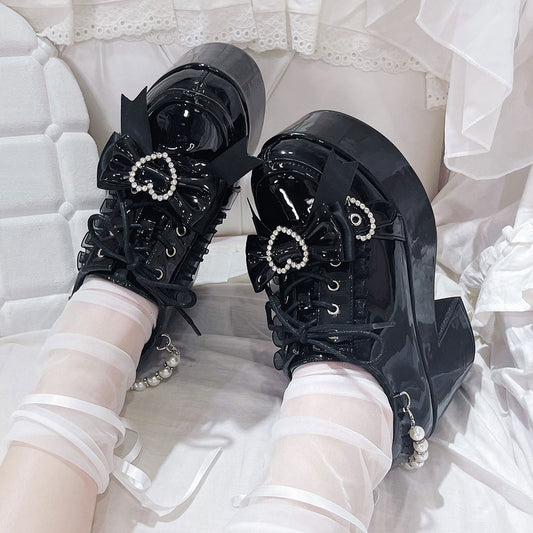 Bow Beaded Heels Shoes SE23478