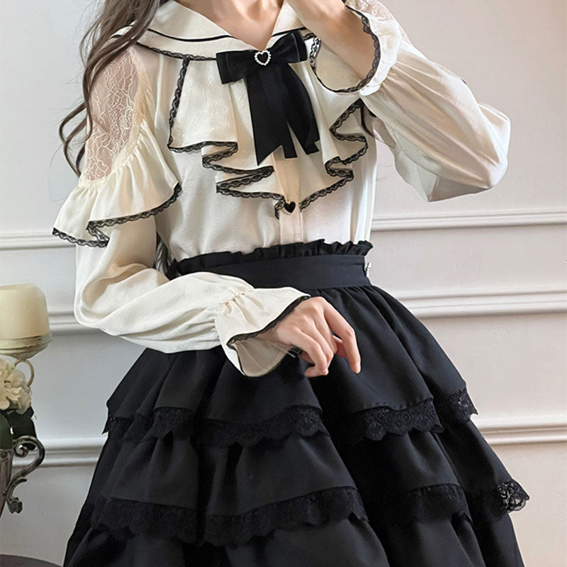 Bow Blouse Skirt Set SE23443