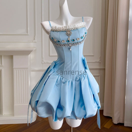 Bow Blue Dress for Party SE23312