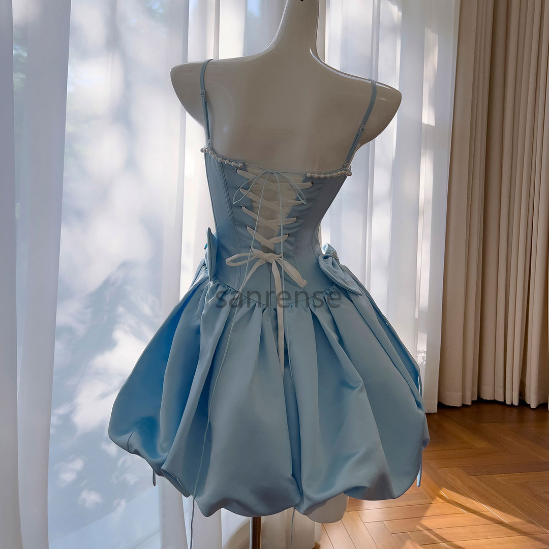 Bow Blue Dress for Party SE23312