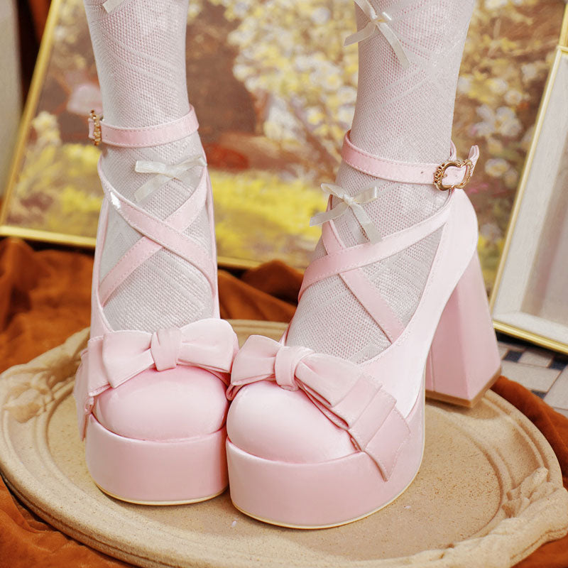 Bow Chunky Heels Shoes SE23328