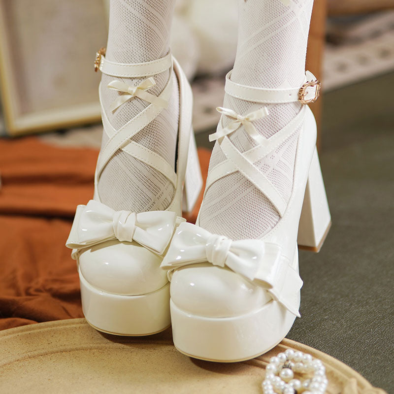 Bow Chunky Heels Shoes SE23328