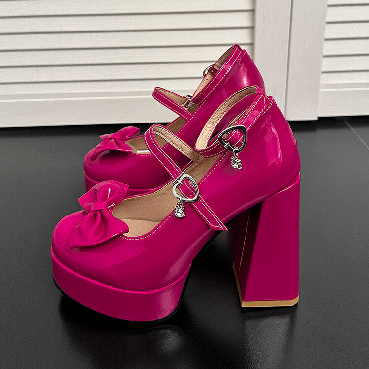 Bow Chunky High Heels SE22983