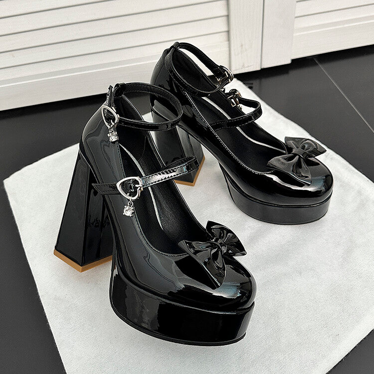 Bow Chunky High Heels SE22983