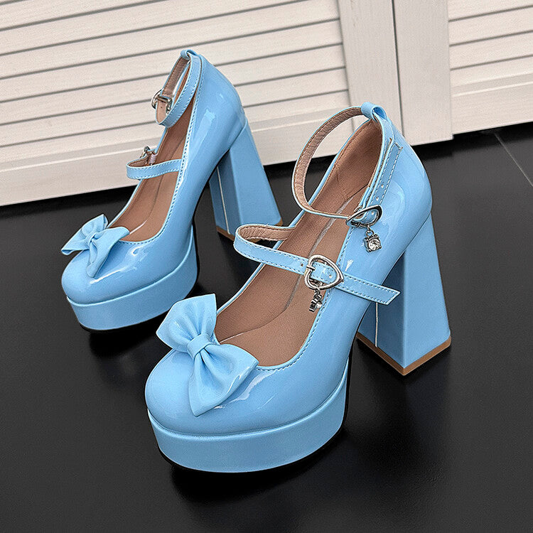 Bow Chunky High Heels SE22983