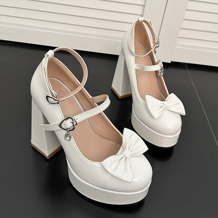 Bow Chunky High Heels SE22983