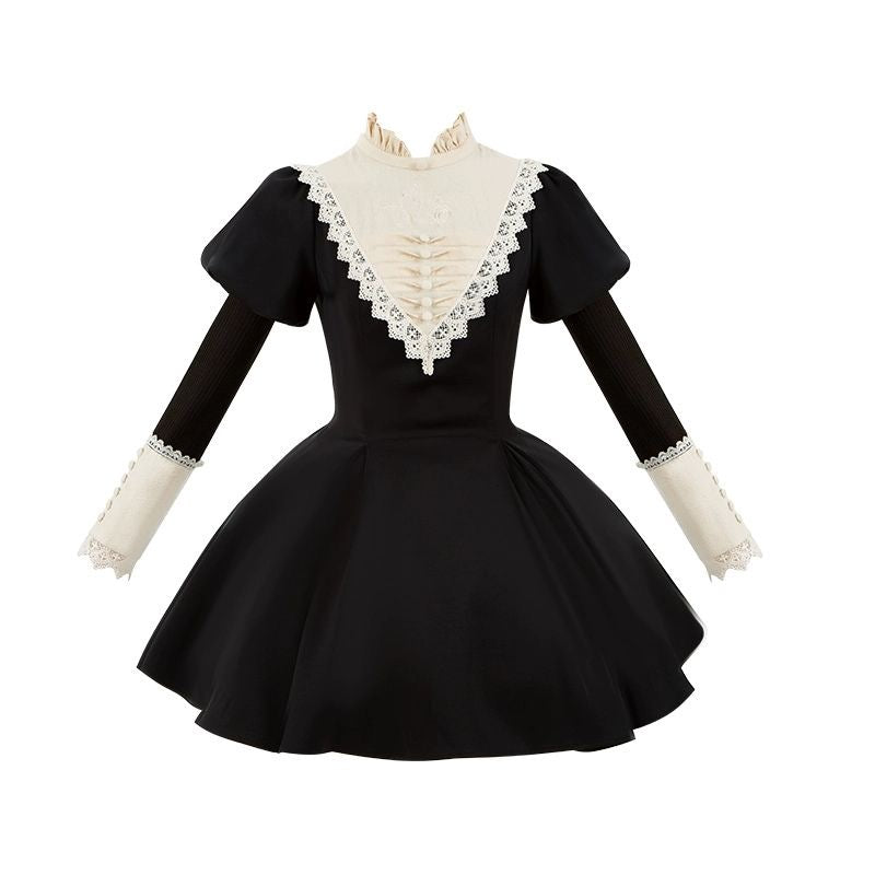 Bow Maid Black Dress SE23756
