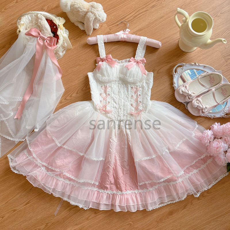 Bow Pastel Gradient Dress Set SE23310