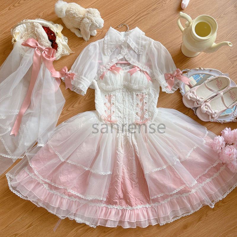 Bow Pastel Gradient Dress Set SE23310