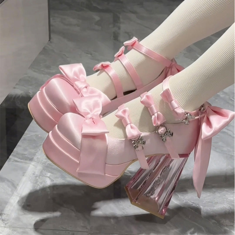 Bow Platform Heels Shoes SE23466