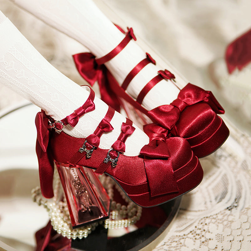Bow Platform Heels Shoes SE23466
