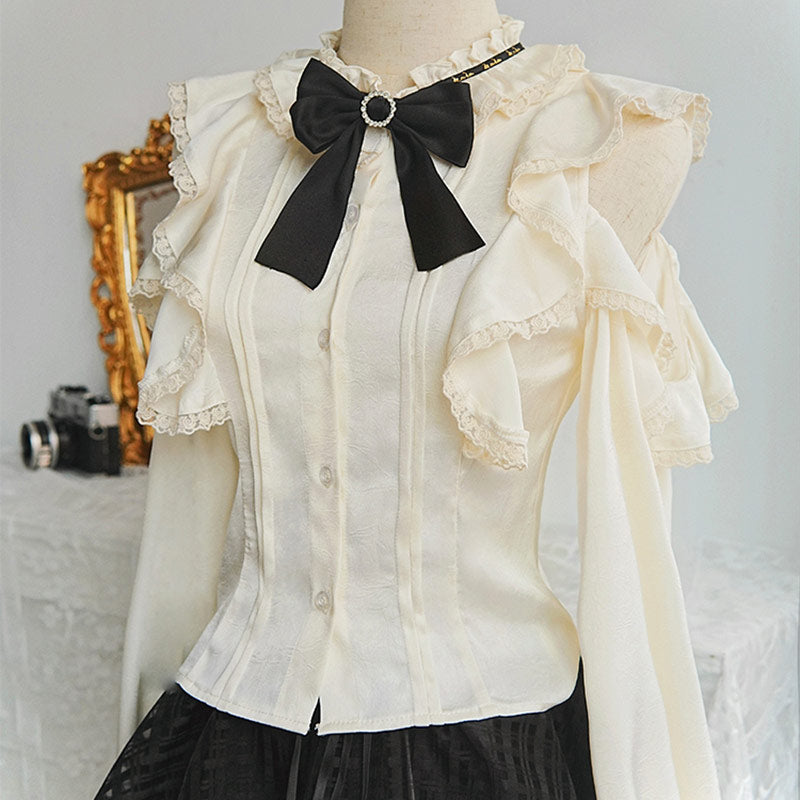 Bow Shirt Plaid Skirt Set SE23764