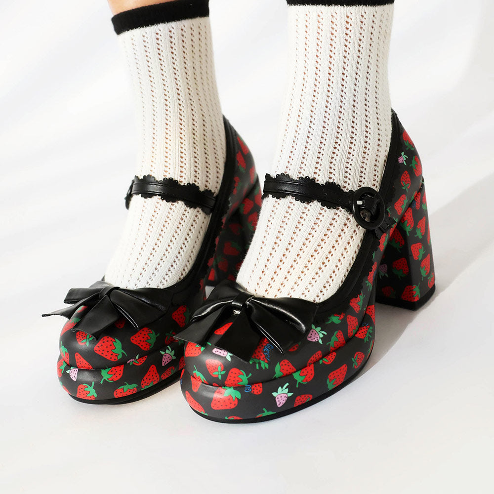 Bow Strawberry Heels Shoes SE23592