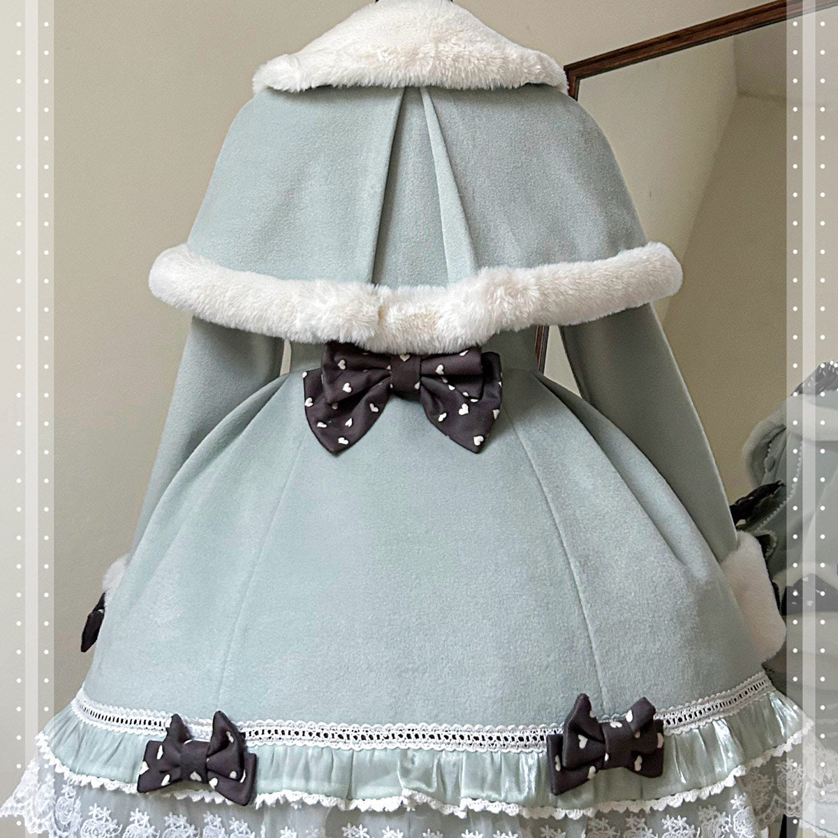 Bow Woolen Coat Dress SE23760