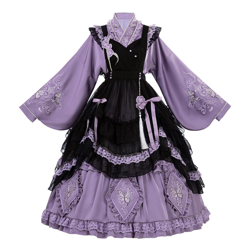 Butterfly Embroidered Flower Dress Set SE23570