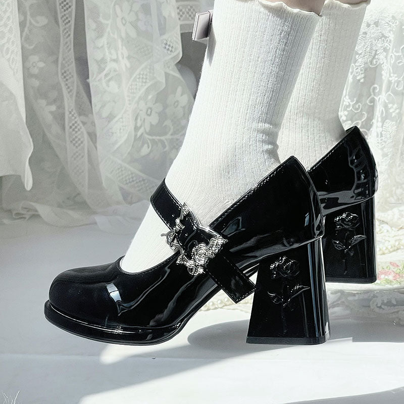 Butterfly Rose Flower Chunky Shoes SE23442