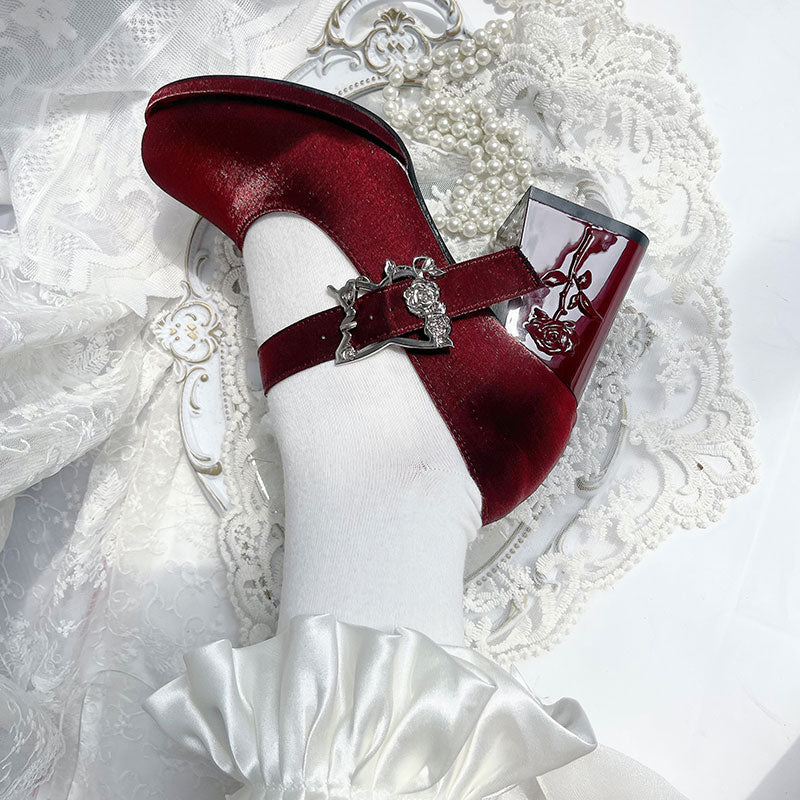 Butterfly Rose Flower Chunky Shoes SE23442
