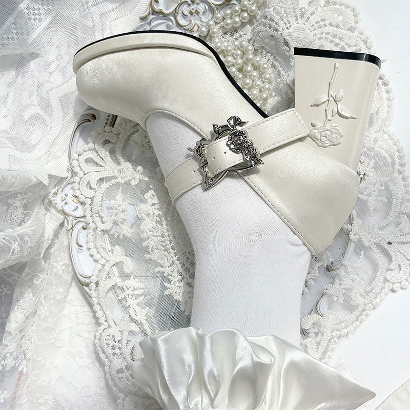 Butterfly Rose Flower Chunky Shoes SE23442